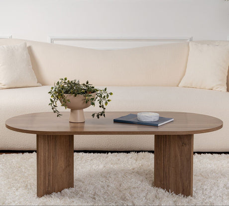 Ovaler Couchtisch Walnuss Look Sabla - 119x60 