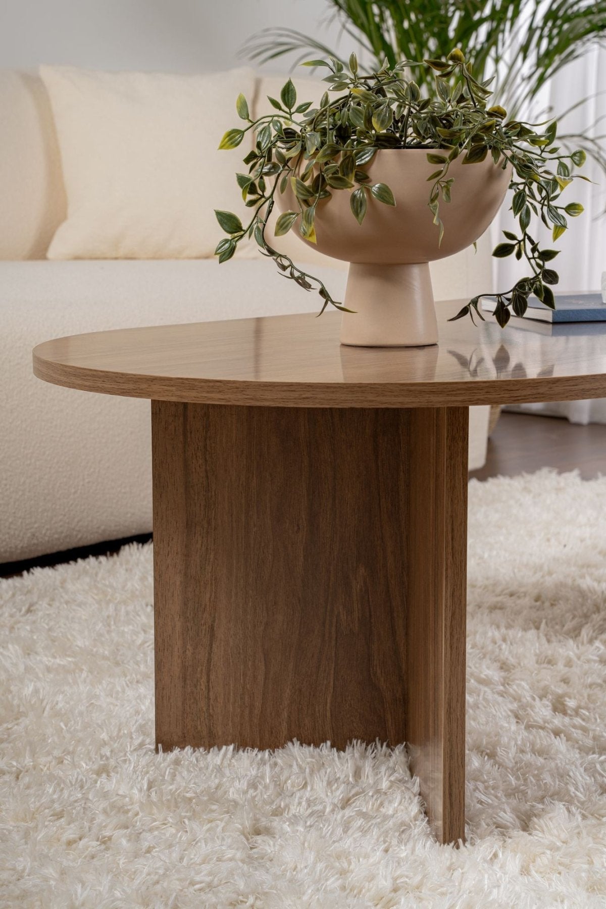 Ovaler Couchtisch Walnuss Look Sabla - 119x60 