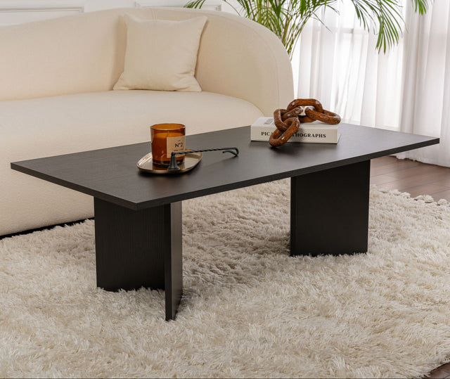 Rechteckig Couchtisch Siban Schwarze Holzoptik – 119 x 60 cm