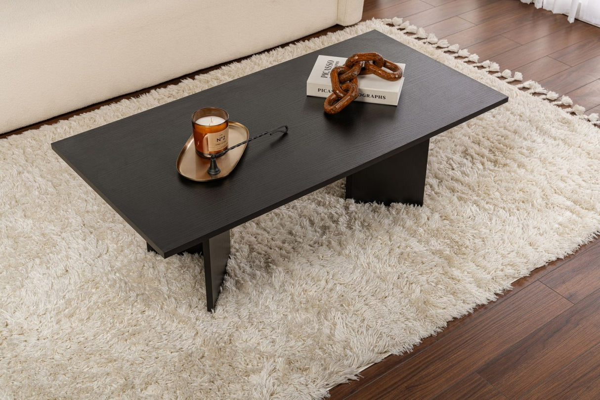Rechteckiger Couchtisch Siban Schwarz Holzoptik - 119x60 cm 