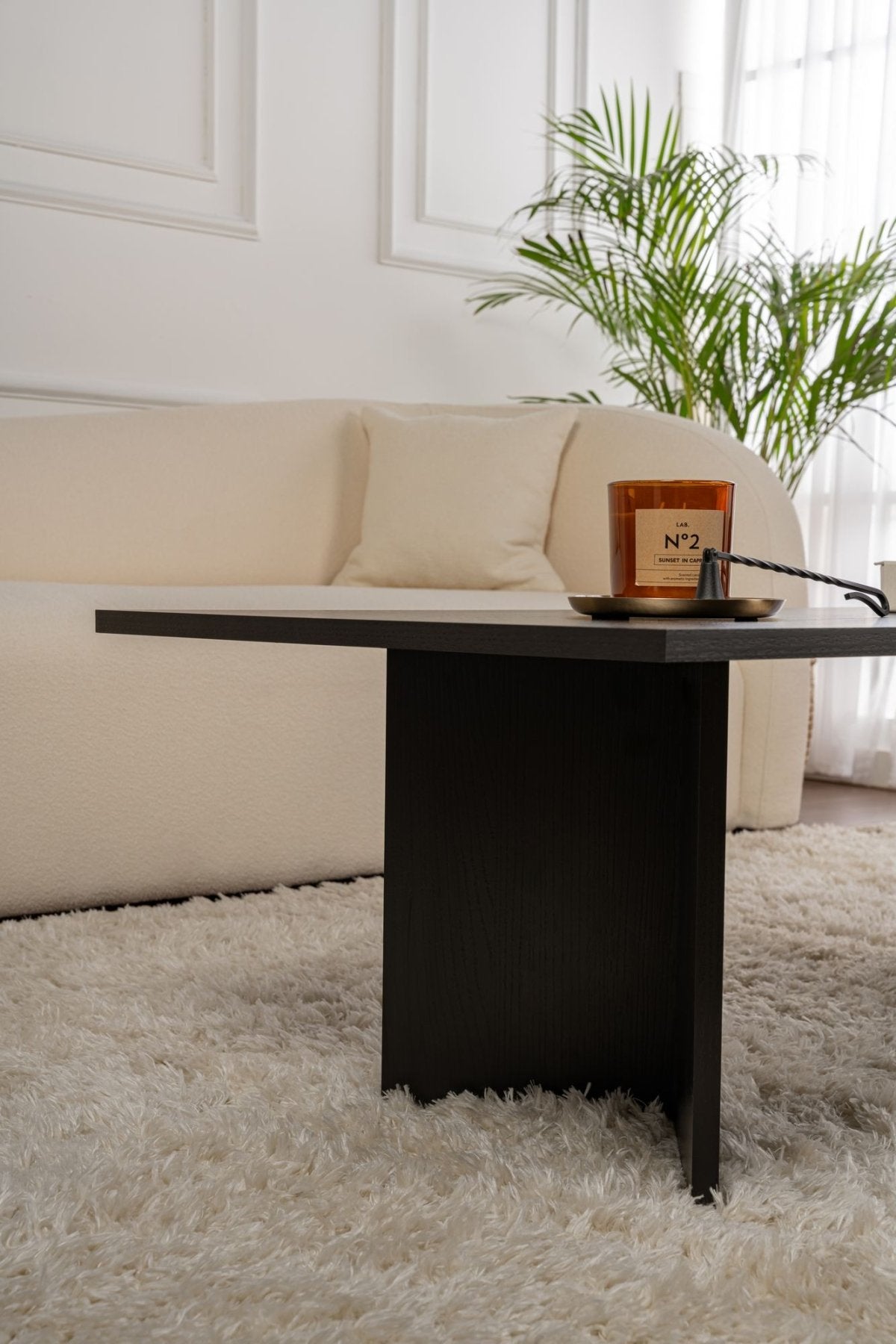 Rechteckiger Couchtisch Siban Schwarz Holzoptik - 119x60 cm 
