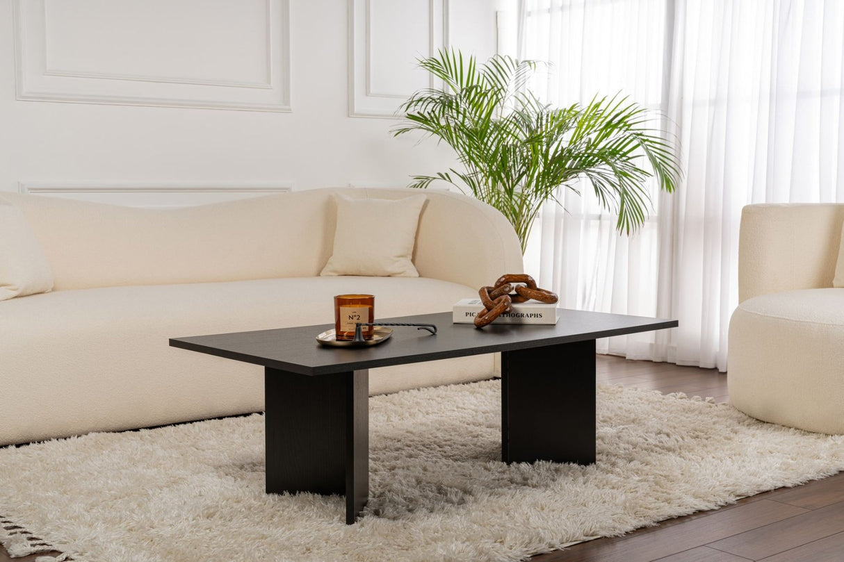 Rechteckiger Couchtisch Siban Schwarz Holzoptik - 119x60 cm 