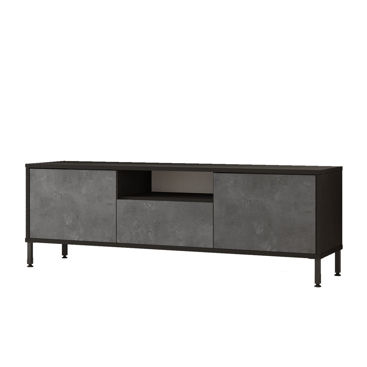 TV -Möbel Modena Silber Black Melamin 140x46.4x35,5 cm