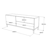 TV -Möbel Mistral Silber Black Melamin 120x46.4x35,5 cm