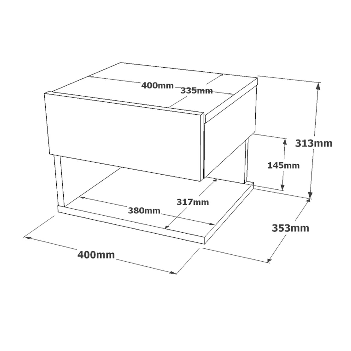 Nachttisch Maui Oak Melamin 40x35.3x31.3 cm