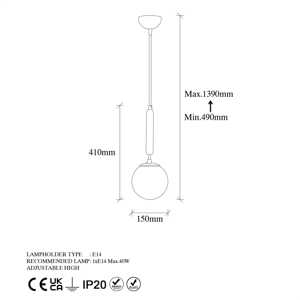 Hanglamp 1-lichts Goud Glas Cascade