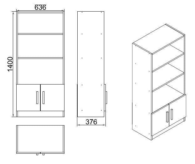 Bücherregal Aventur Walnuss Anthrazit Melamin 63.6x140x37.6 cm