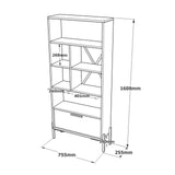 Bücherregal Rhea Braun Grau Anthrazit Melamin 75,5x160.8x44.5 cm