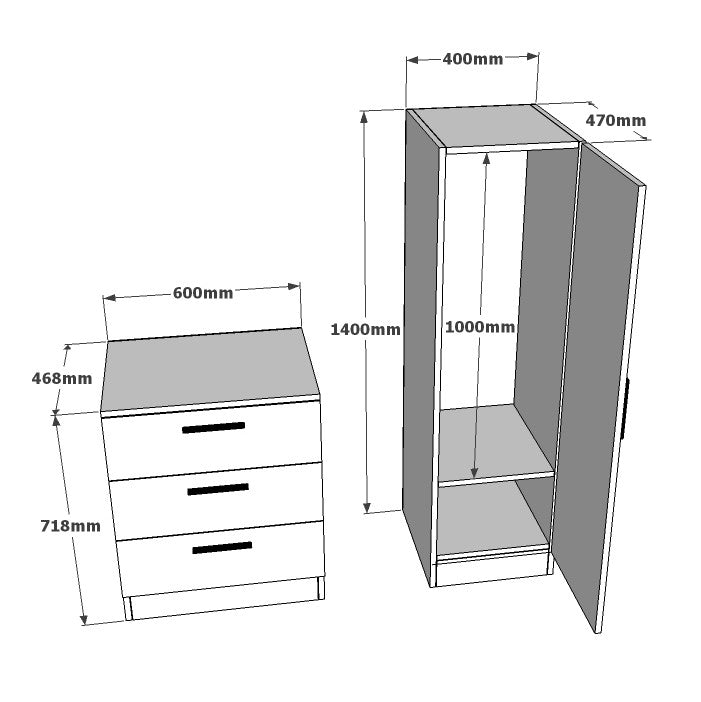 Wandschrank Jade Atlantik Denhout weißes Melamin 60x72x47 cm