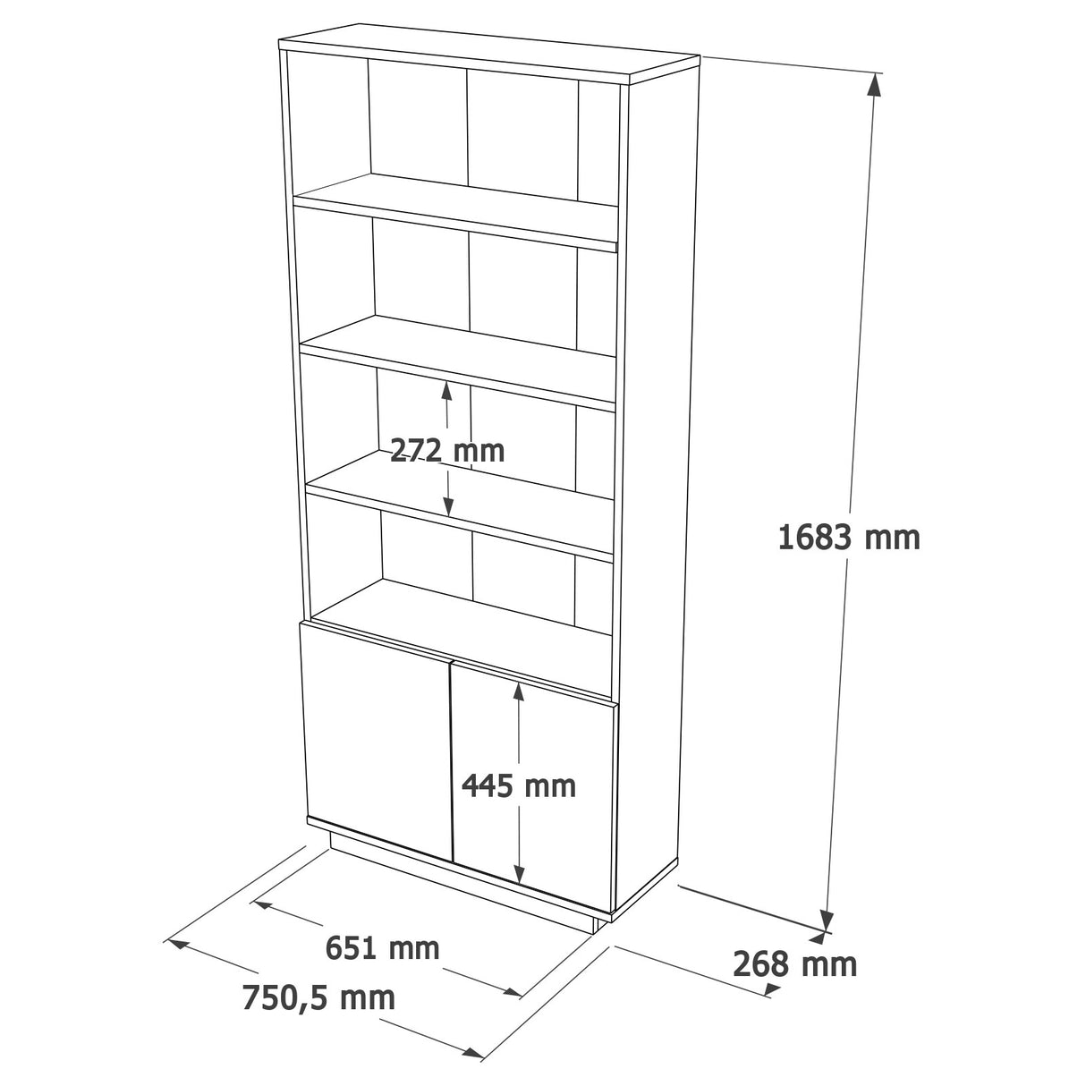 Bücherregal Nautica Atlantic Pine mit Melamin 75x168.3x26.8 cm