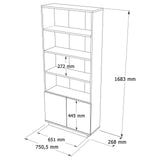 Bücherregal Nautica Atlantic Pine mit Melamin 75x168.3x26.8 cm