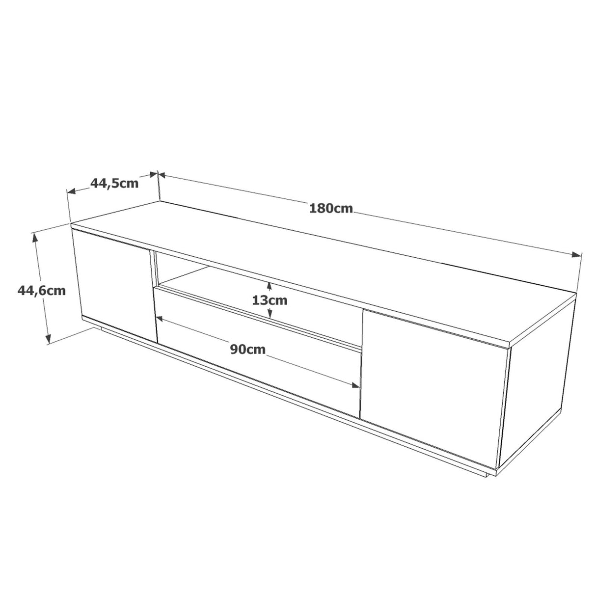 TV -Möbel Vesper Atlantic Pine Holz Anthrazit Melamin 180x44.6x44.5 cm