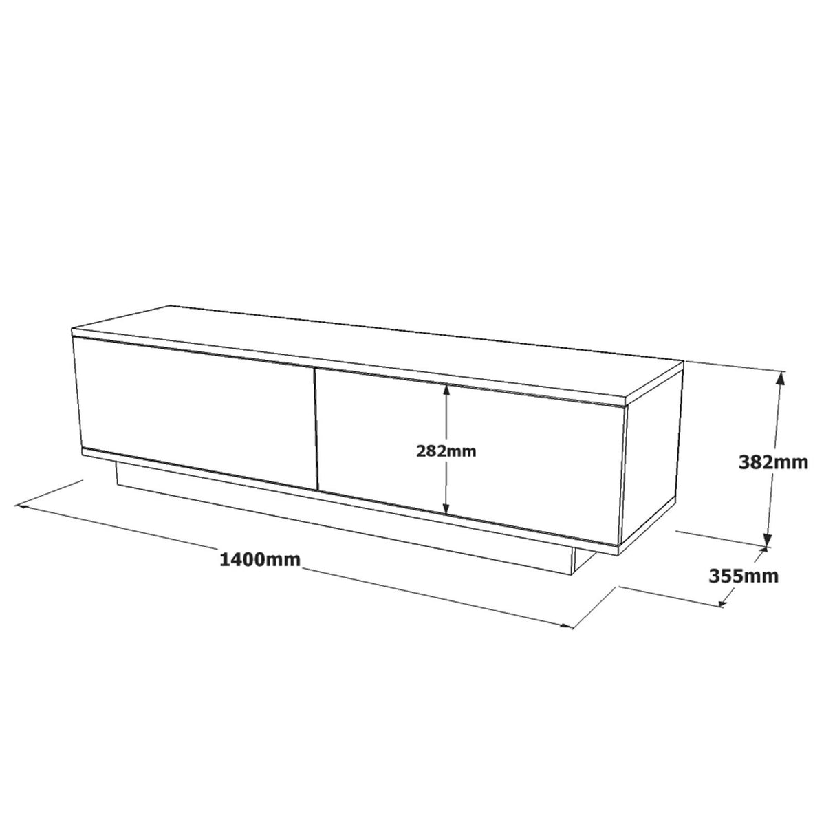 TV -Möbel Merida White Melamin 140x38.2x35,5 cm