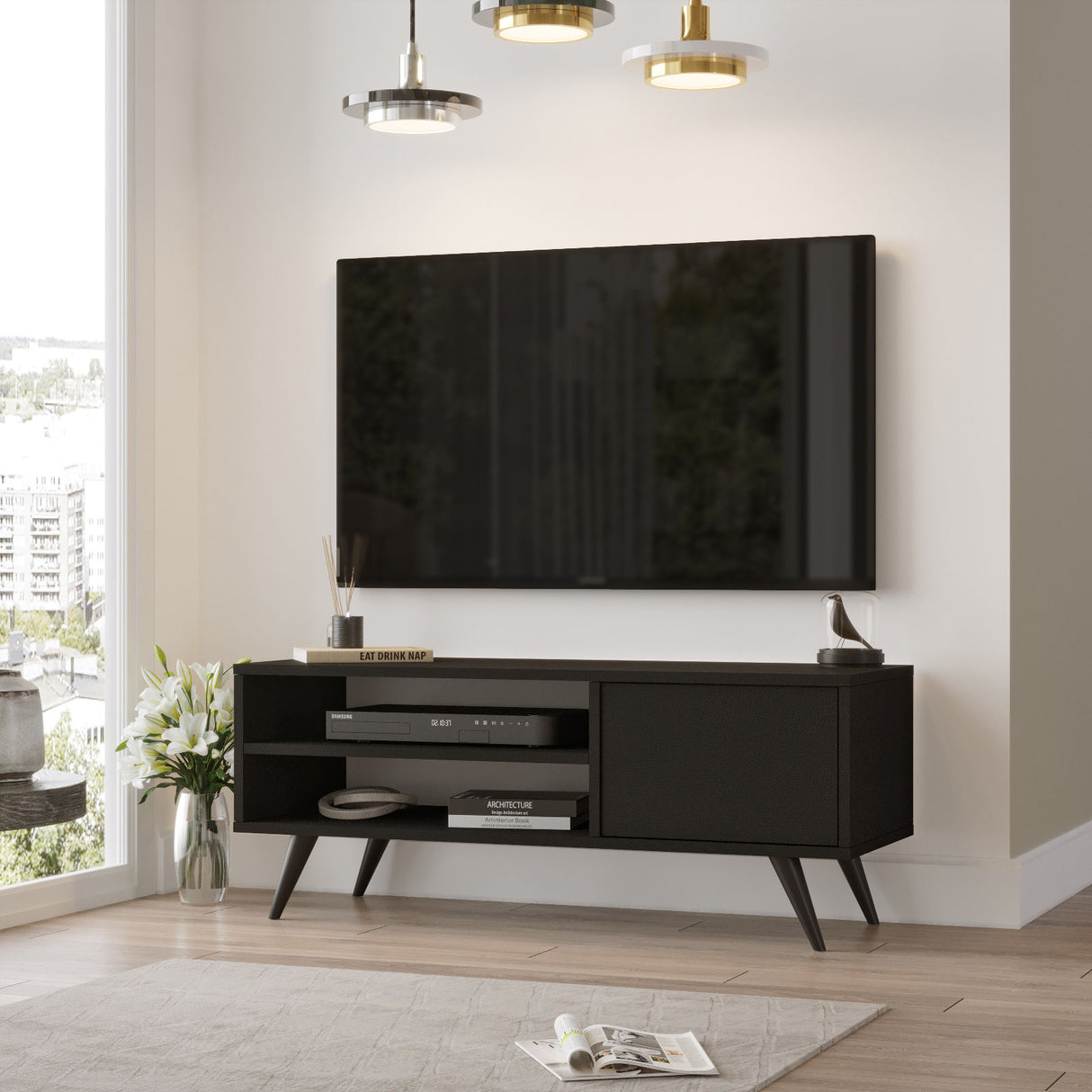 TV -Möbel Riva Black Melamin 110x44x40 cm