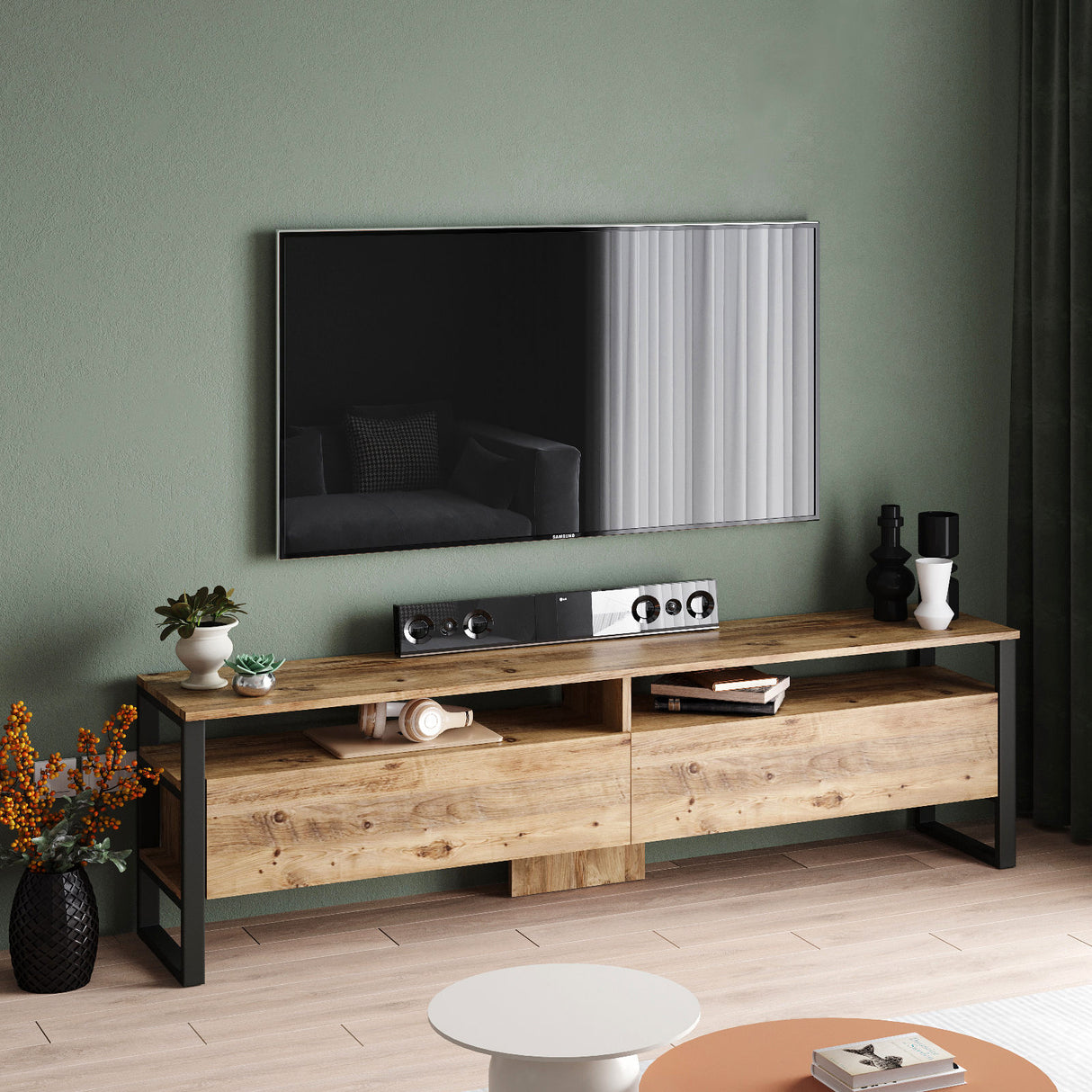 TV -Möbel Set Sable Atlantic Pine Melamin 180x56x35,5 cm