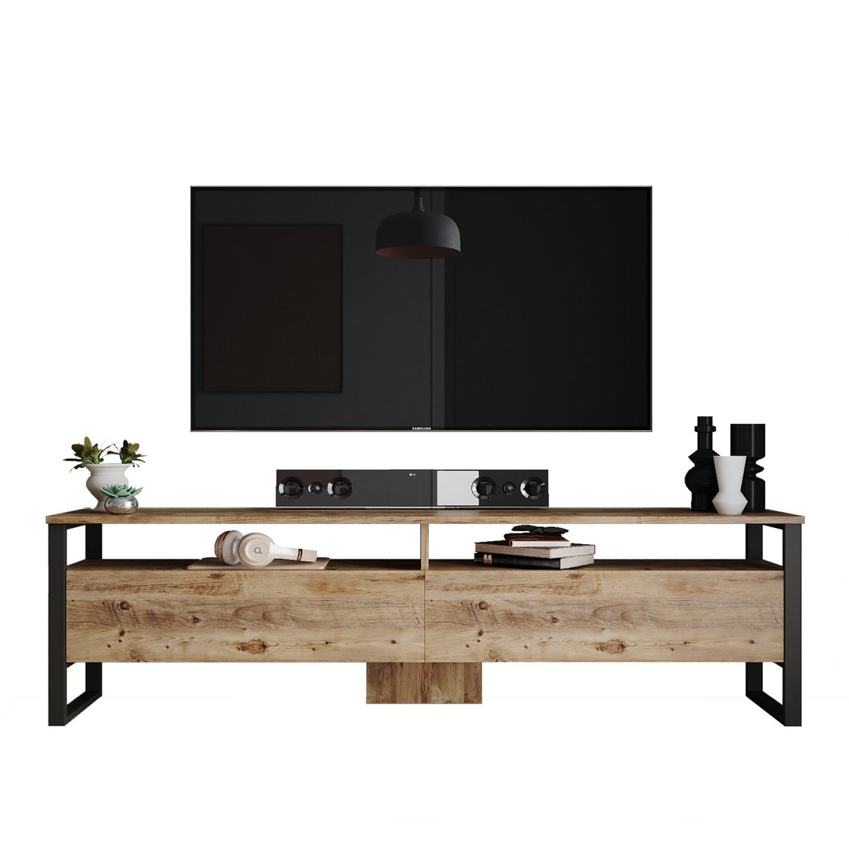 TV -Möbel Set Sable Atlantic Pine Melamin 180x56x35,5 cm