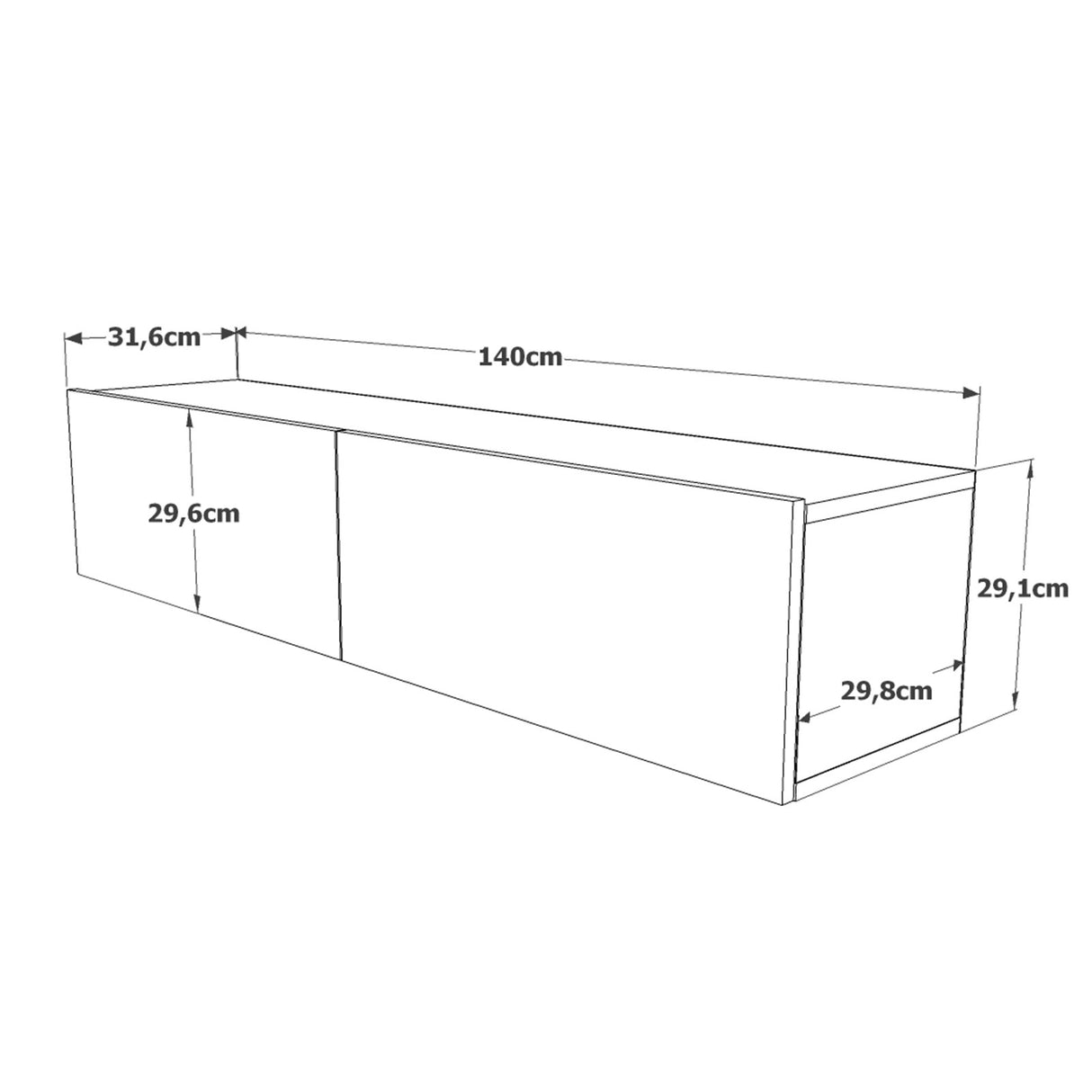 TV -Möbelset Isla Atlantic Pine Melamin 140x29.1x31.6 cm