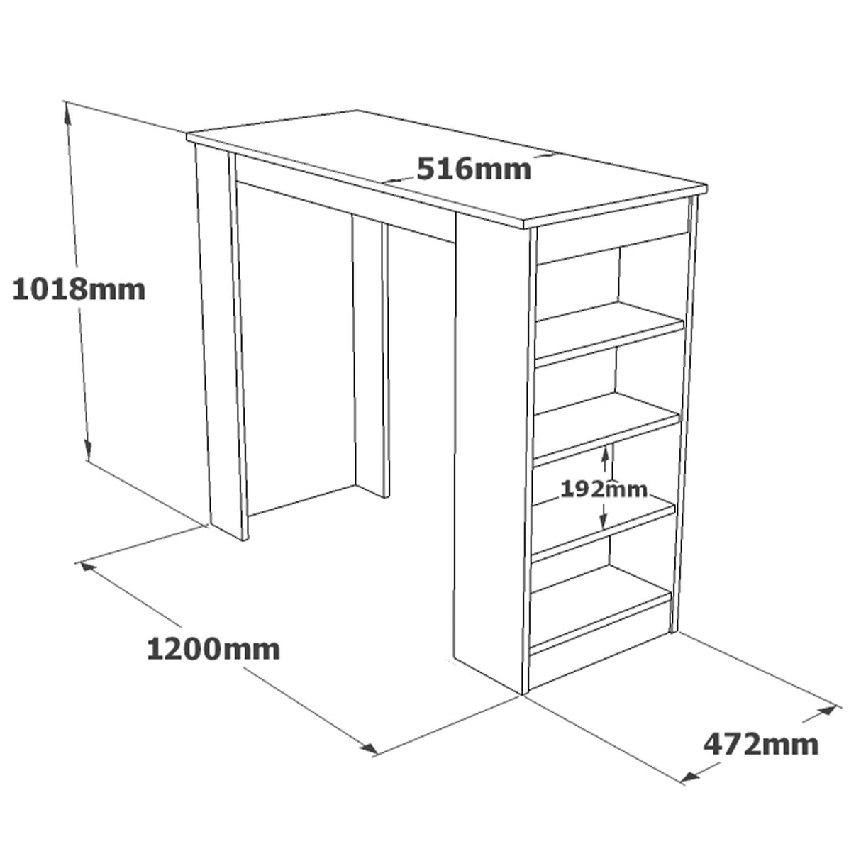 Bartafel Paphos Atlantic Pine mit Melamin 120x101.8x51.6 cm