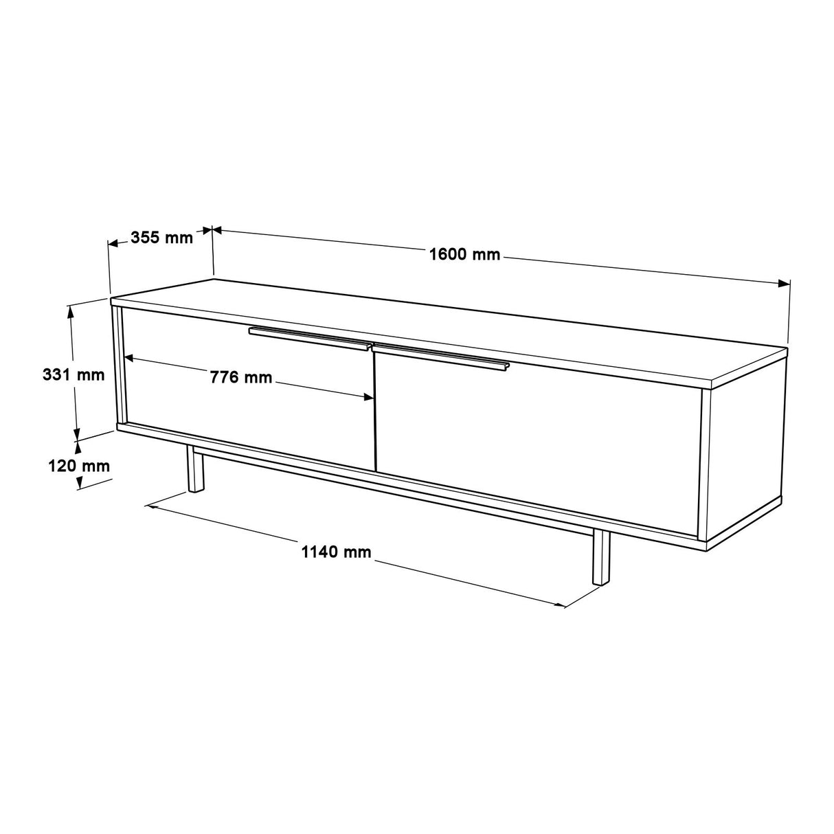 TV -Möbel Cosmos Walnut Eiche Melamin 160x45.1x35.5 cm