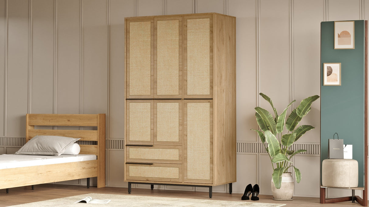 Kleiderschrank Cosmos Walnut Eik Melamin 112.2x195.6x55 cm