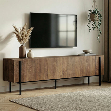 Nexus TV-Schrank Eichenoptik schwarz 180 cm Kafkas-Eichenoptik / schwarz melaminbeschichtetes Holz