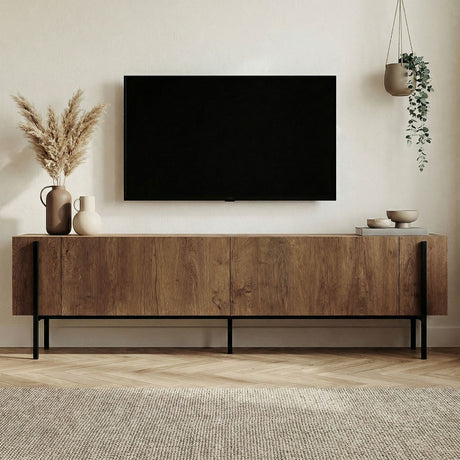Nexus TV-Schrank Eichenoptik schwarz 180 cm Kafkas-Eichenoptik / schwarz melaminbeschichtetes Holz