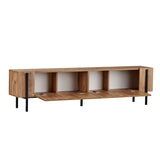 Nexus TV-Schrank in Eichenoptik mit schwarzer 180 cm großer Atlantic Pine-Eichenoptik und schwarzem melaminbeschichtetem Holzverbundstoff