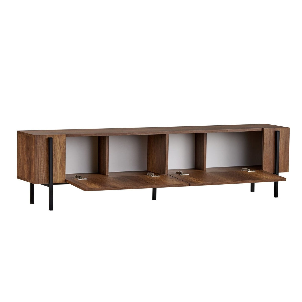 Nexus TV-Schrank Walnussoptik schwarz 180 cm Barocke Walnussoptik und schwarzer Melamin-Holzverbundstoff