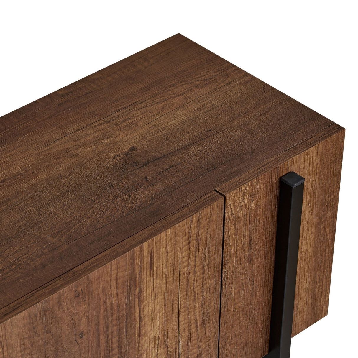 Nexus TV-Schrank Walnussoptik schwarz 180 cm Barocke Walnussoptik und schwarzer Melamin-Holzverbundstoff