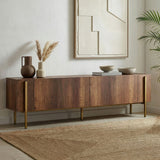 TV-Schrank Nexus in Walnussoptik mit Gold 180 cm Barocker Walnusslook mit Gold Melaminbeschichtetes Holz