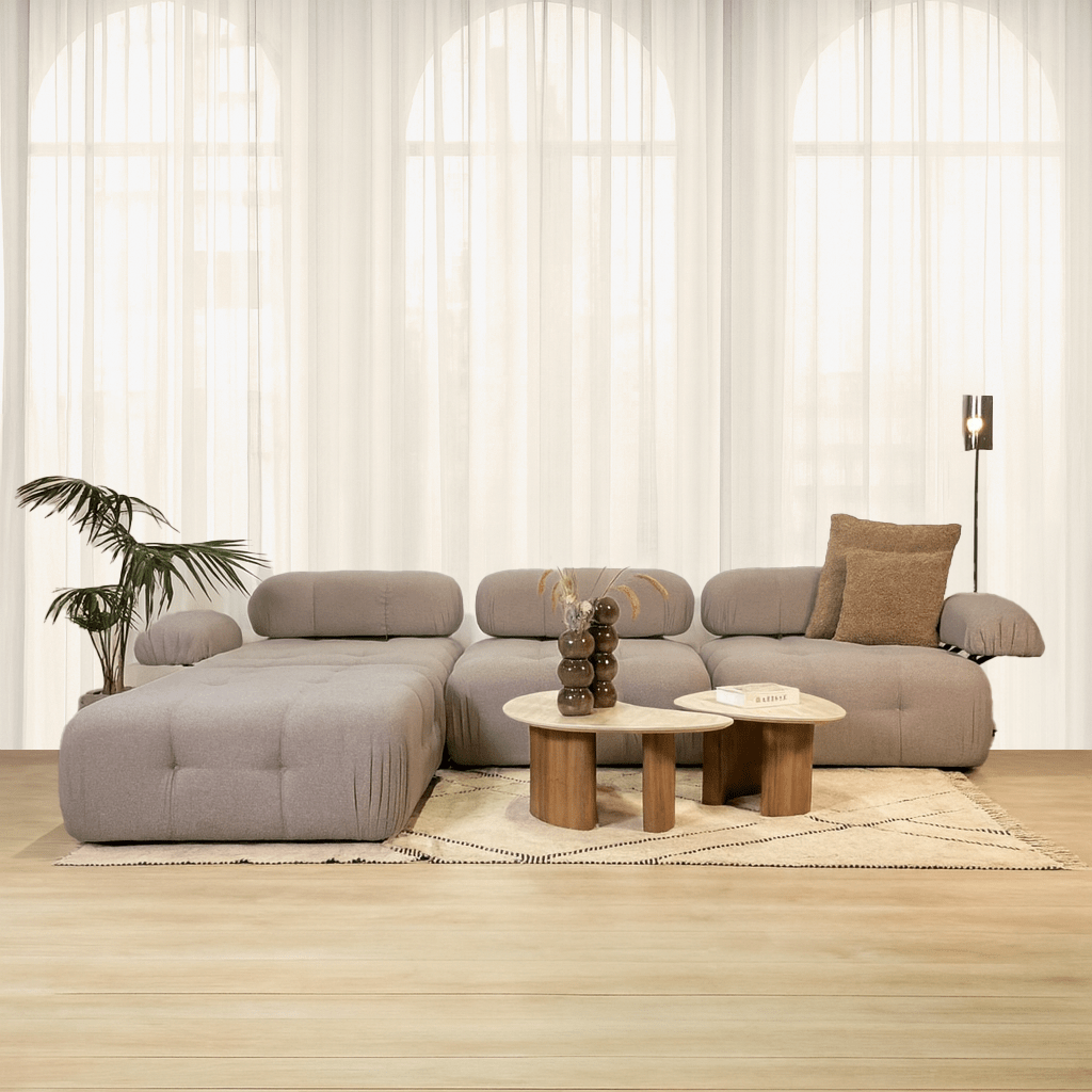 Modulare Bank 3sitzer mit Hocker Doeblo Beige