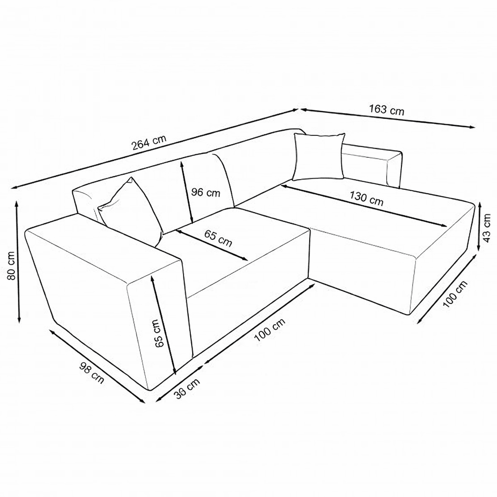 Ecksofa Wayne aus Chenille in Kupfer, 264 cm – Ecke links und rechts montierbar