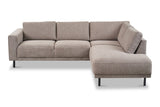 Banken - Moderne 3 - zits Hoekbank Rechts Taupe Stof Aniko met Lounger 240x197x78 cm - Dimehouse
