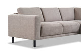 Banken - Moderne 3 - zits Hoekbank Rechts Taupe Stof Aniko met Lounger 240x197x78 cm - Dimehouse