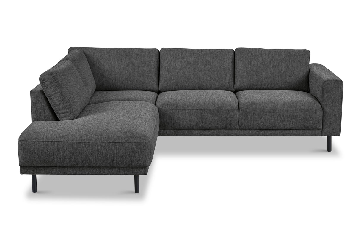Moderne 3-zits Hoekbank Links Antraciet Stof Aniko met Lounger 240x197x78 cm