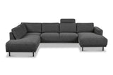 Modernes 3-Sitzer Ecksofa Rechts Anthrazit Stoff Aniko mit Liege 240x197x78 cm