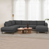 Modernes U-Sofa Ecksofa links Anthrazit Stoff Aniko 310x197x78 cm