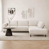 Moderne 3-Sitzer Ecksofa rechts beige Stoff Aniko mit Lounge 240x197x78 cm 