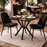 Bistro-Esstisch aus schwarzem Melamin in Marmoroptik - 70x70 cm - Elmo