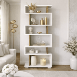 Bücherregal Block White Walnut Melamin 60x165x19,5 cm