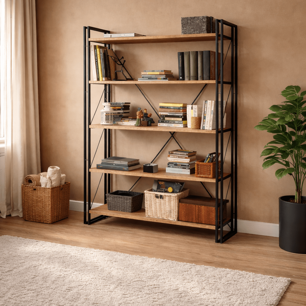 Bücherregal Cosmo Atlantic Pine Black Melamin 130x180x35 cm