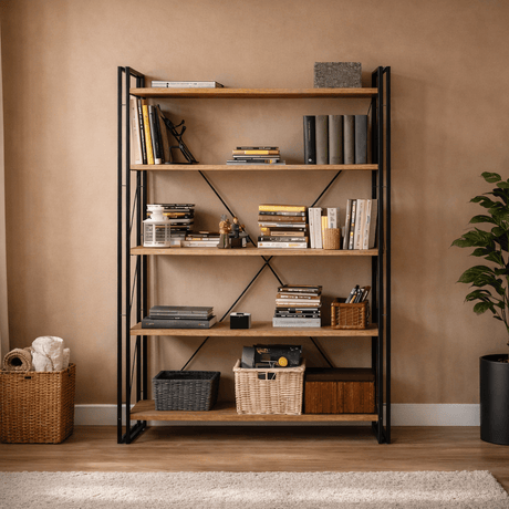 Bücherregal Cosmo Atlantic Pine Black Melamin 130x180x35 cm