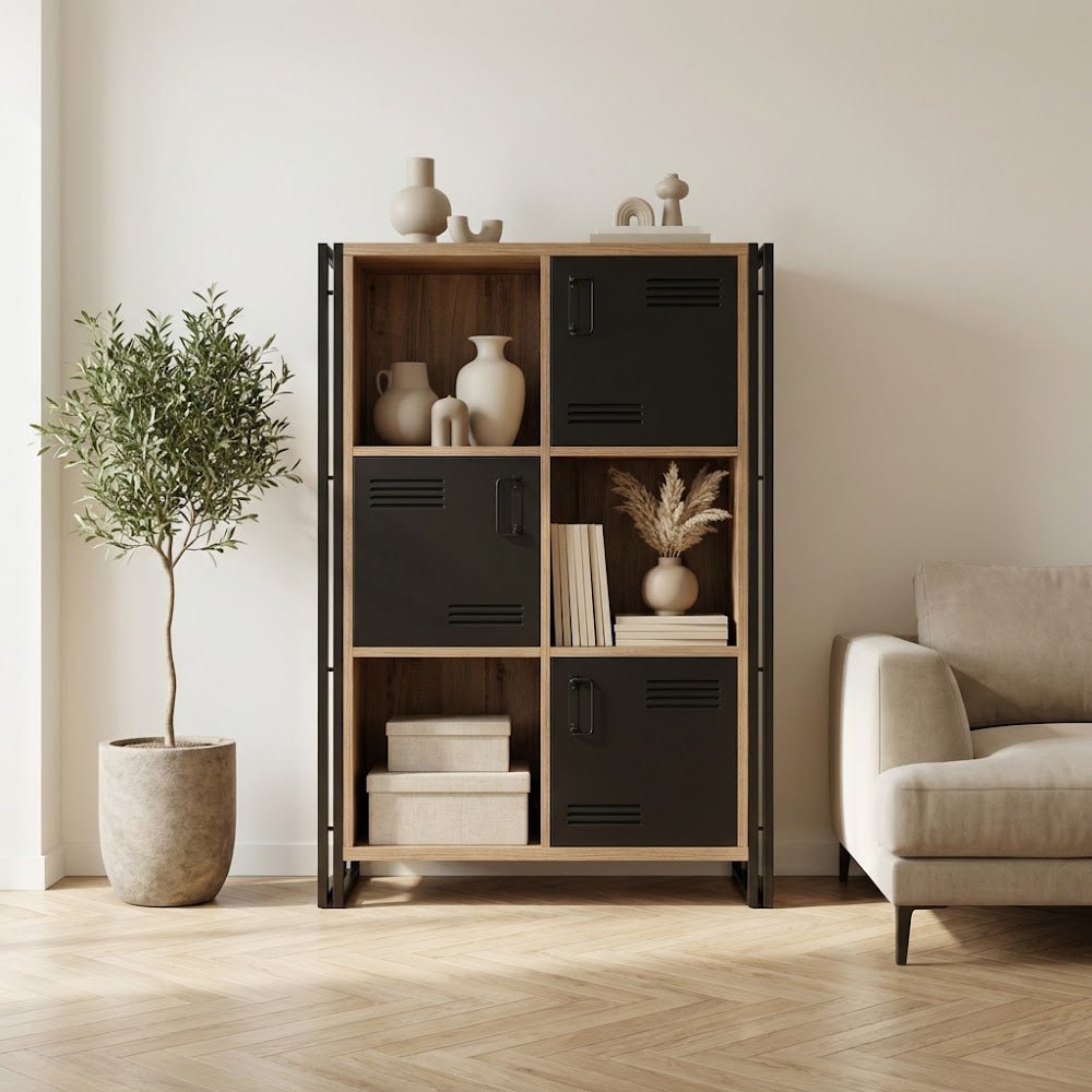 Bücherregal Cosmo Atlantic Pine Black Melamin 89x127x35 cm