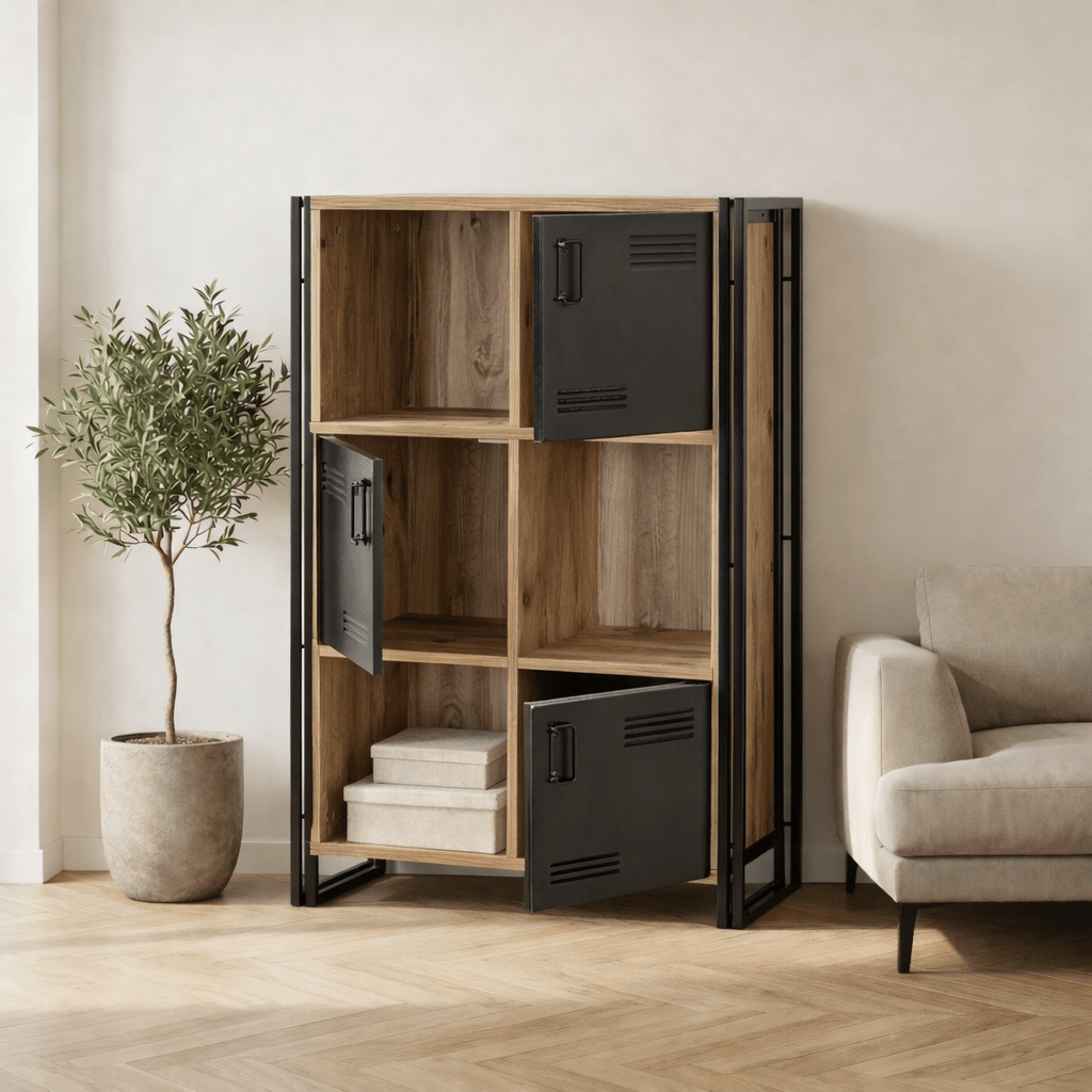 Bücherregal Cosmo Atlantic Pine Black Melamin 89x127x35 cm