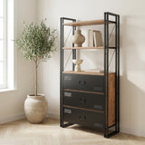 Bücherregal Cosmo Atlantic Pine Black Melamin 90x180x35 cm