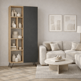 Boekenkasten - Boekenkast Jedda Eik Antraciet Melamine 79x190x32 cm - Dimehouse