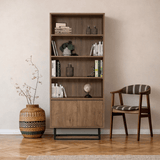 Bücherregal Rea Walnut Black Melamin 80x182x36 cm