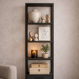 Bücherregal Robbins Black Black Anthrazit Melamin 39x160x39 cm