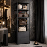 Bücherregal Robbins Black Black Anthrazit Melamin 39x160x39 cm