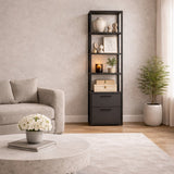 Bücherregal Robbins Black Black Anthrazit Melamin 39x160x39 cm